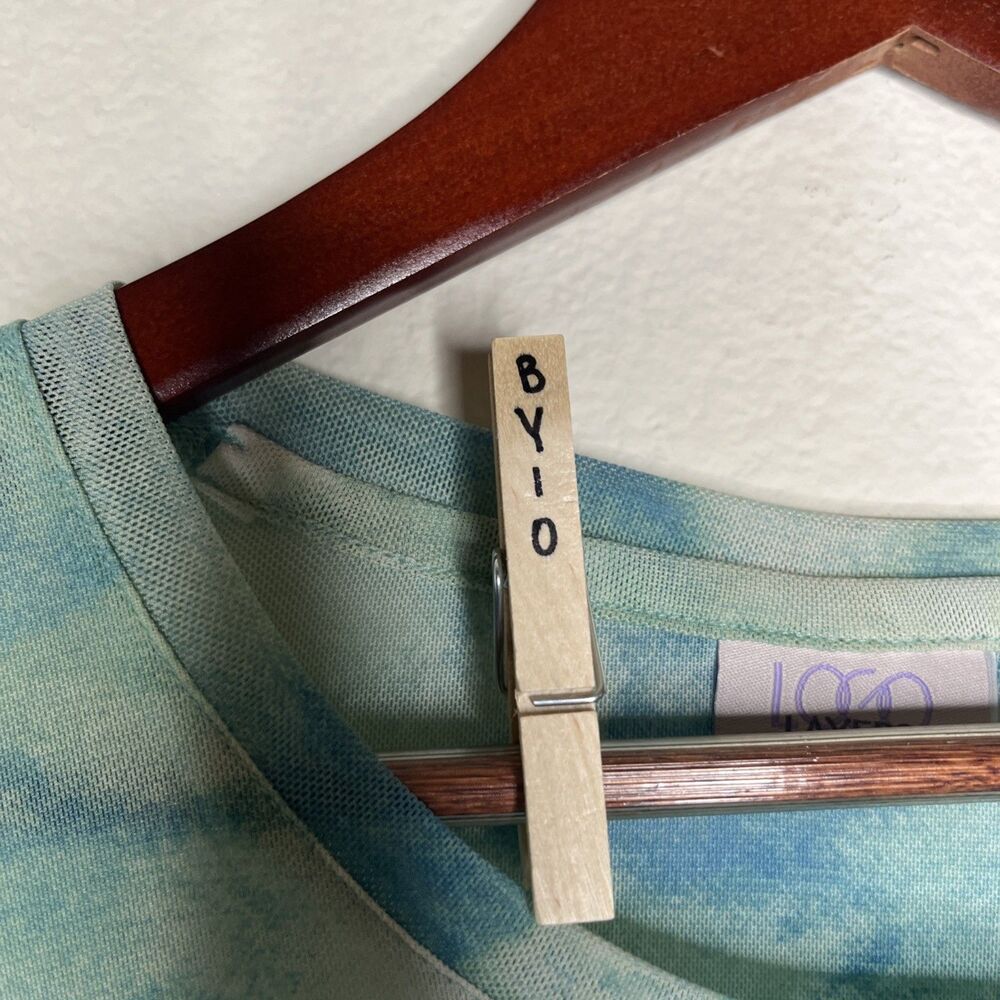 LOGO Layers Mesh Long Sleeve Lori Goldstein Watercolor Round Neck Top Shirt SZ S - Picture 3 of 9